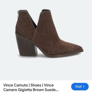 New Vince Camuto Chocolate Suede Ankle Boots 6.5